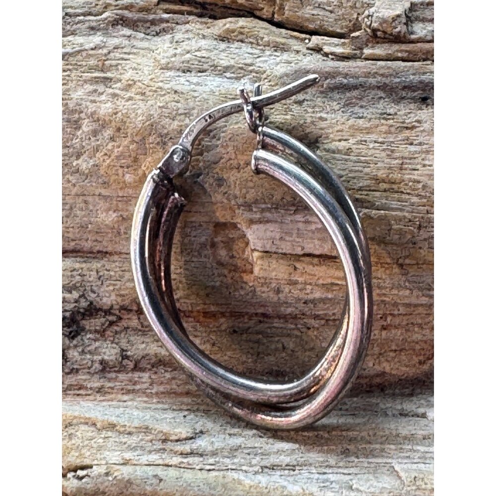 925 Sterling Silver Hoop Earrings 1 Inch Oval Hinged Hoops Lightweight Classic - Picture 5 of 6